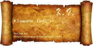Klemens Iván névjegykártya